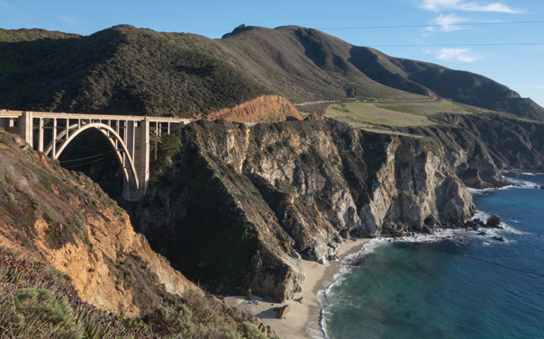 driving across Bixby Creek Bridge