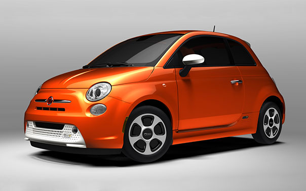 picture of an orange fiat 500