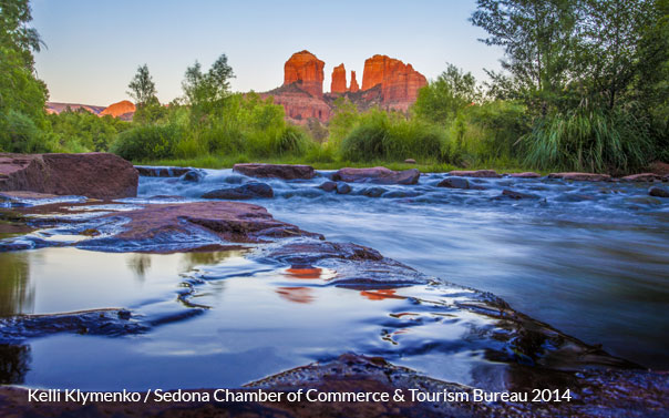 verde river in sedona looking at red rock mountains