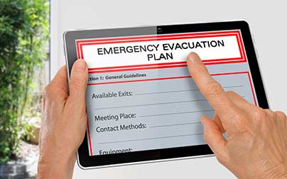 Emergency evacuation plan on iPad