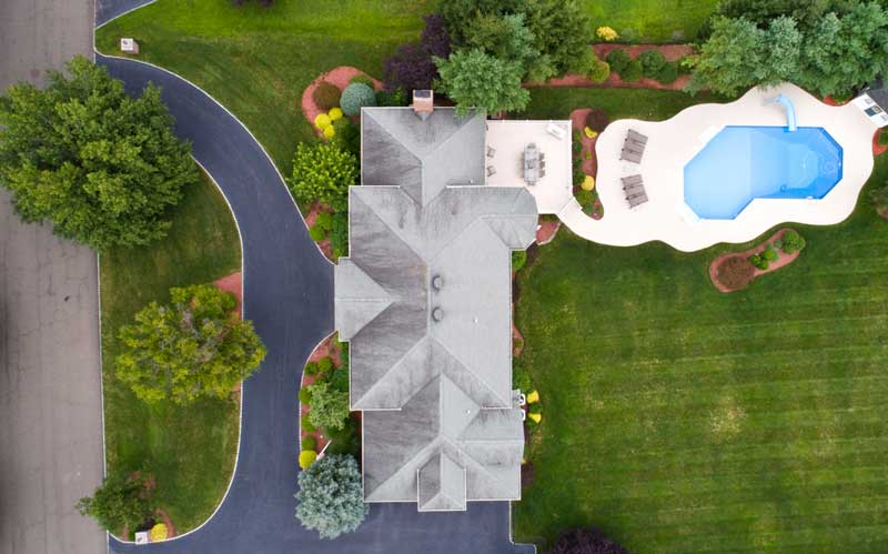 Overhead house landscape pool