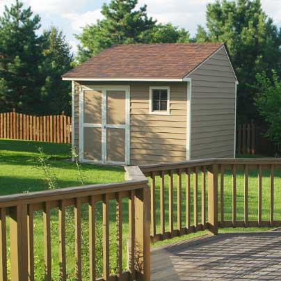 Landscape with a shed in the yard