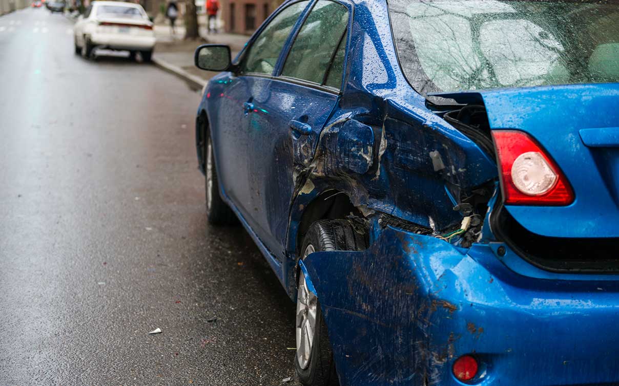 damaged side of car pulled over