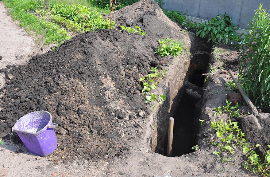 Dug up yard exposing service line