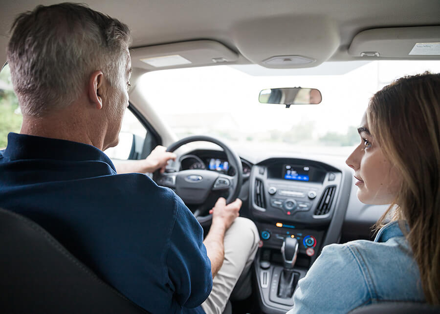 Teen learning to drive