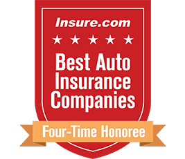 Insure.com Best Auto Insurance Companies Four-Time Honoree Award